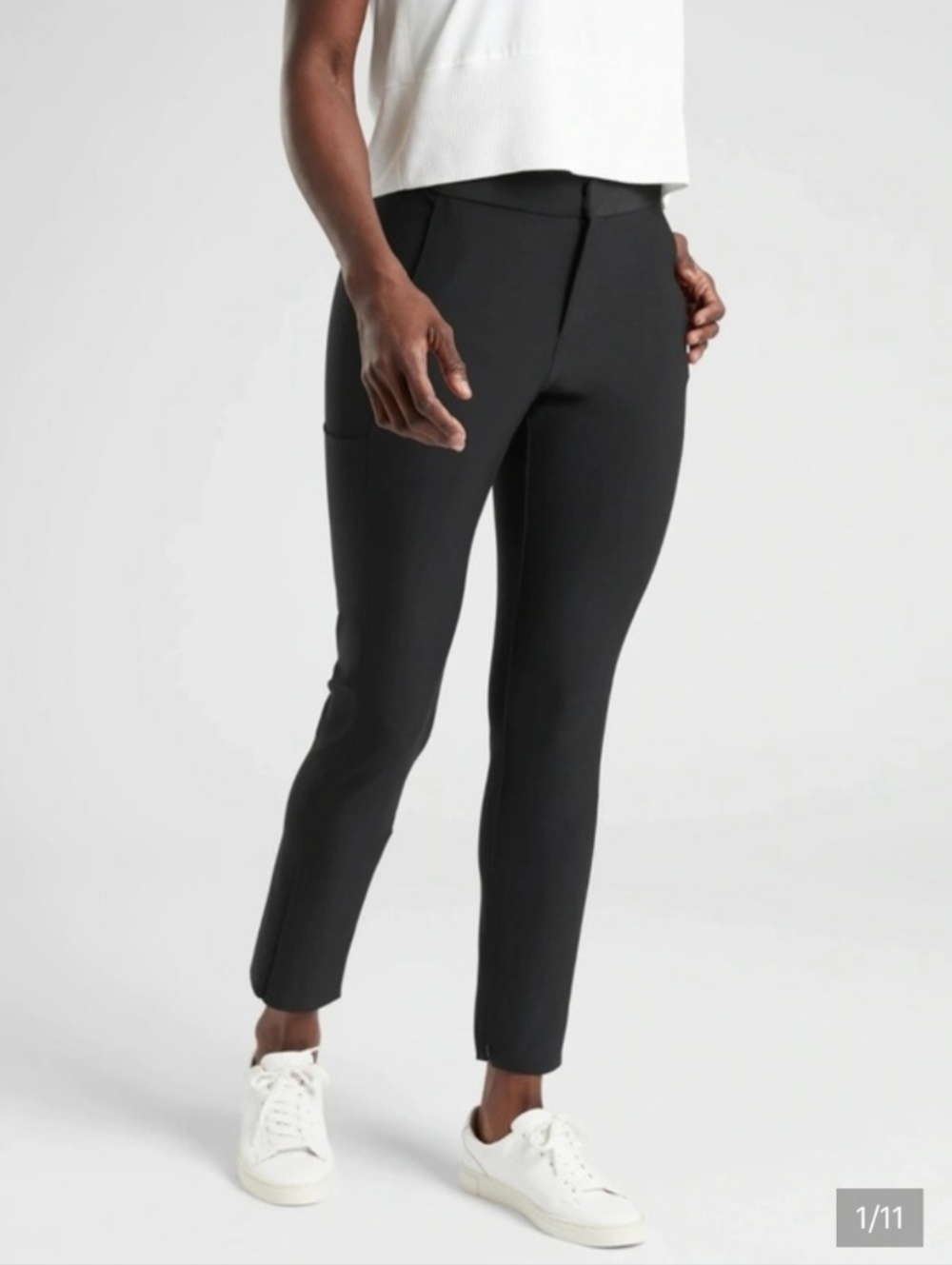 Athleta Stellar Trouser Black slim fit business casual pants, Black, Size 6